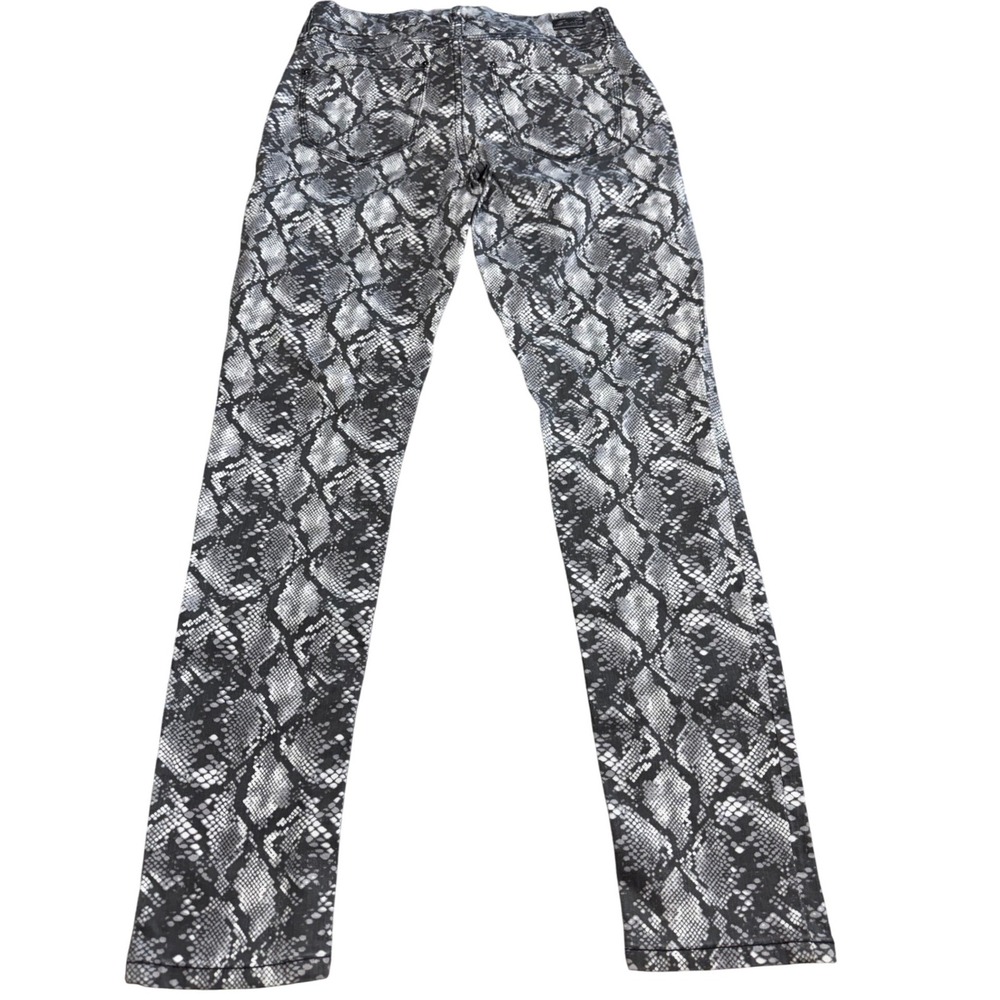 Seven 7 Snakeskin Print Skinny Jeans Womens 6 Tummyless High Rise Grey Black - Picture 2 of 8